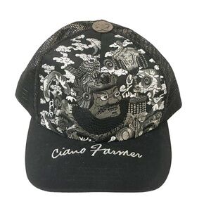Ciano Farmer Black Eastern Design Hat‎ SnapBack Adjustable One Size NEW